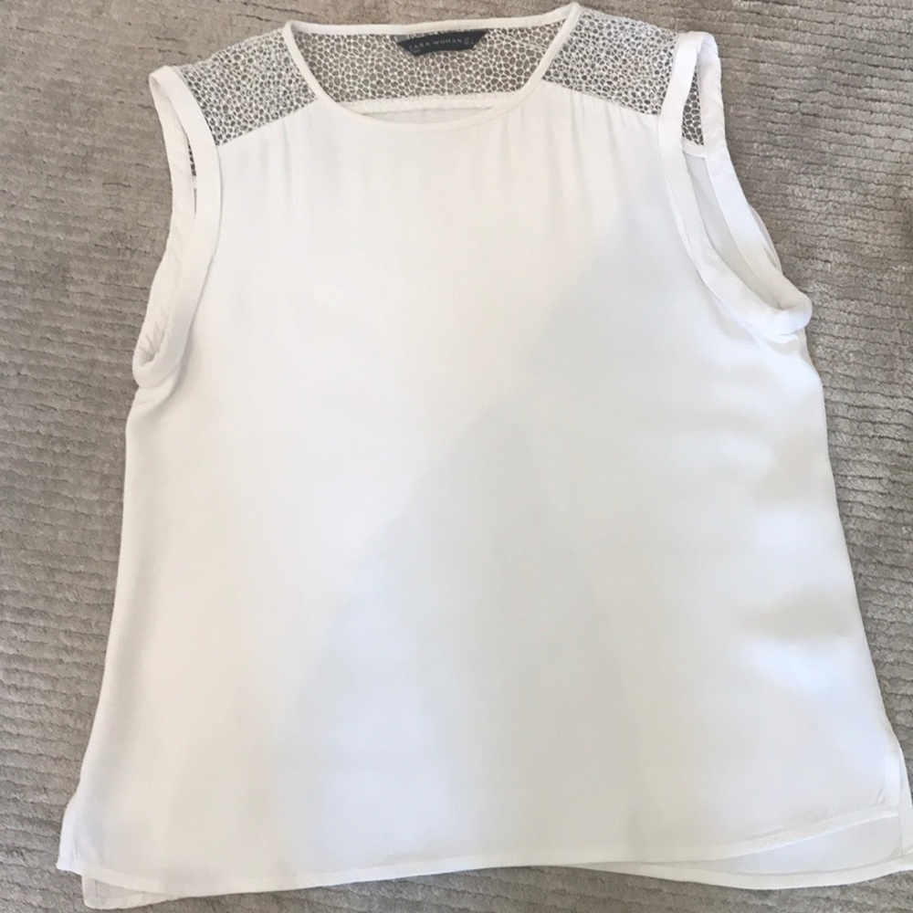 Zara Top with netting neckline detail